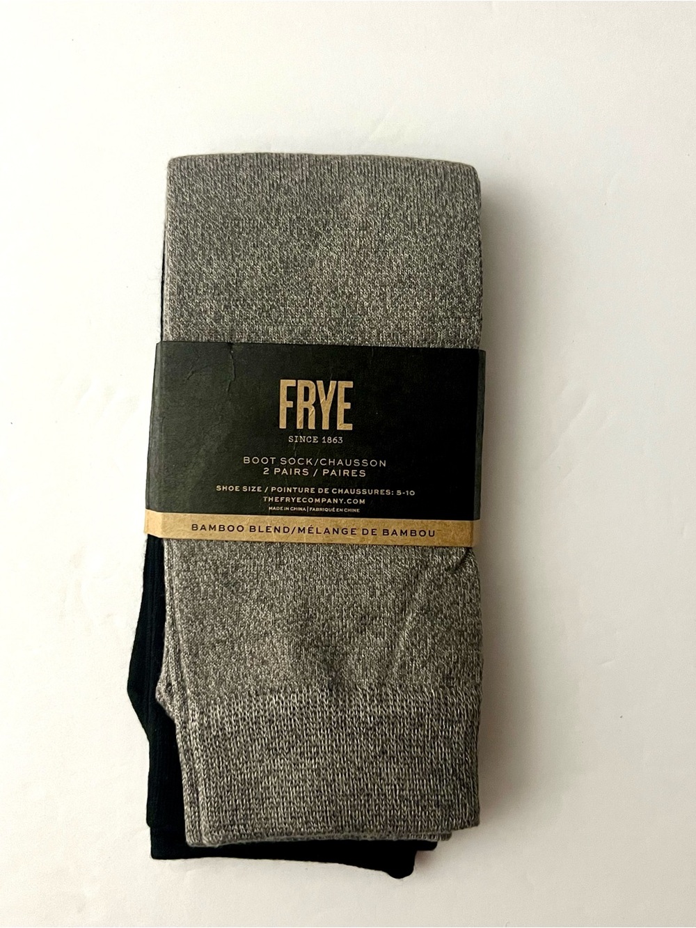 Frye Women's Boot Socks - Gray & Black (2 Pack) Size 5–10 NEW
